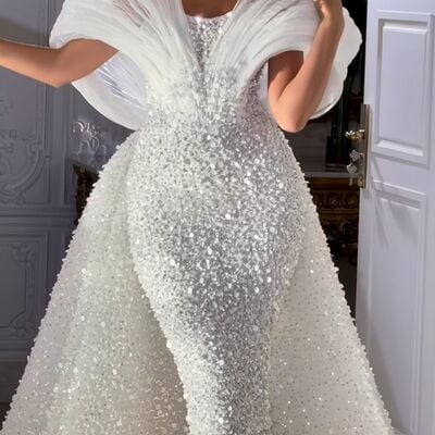 Luxury wedding dress, mermaid sequins lace bridal dress bridal gown