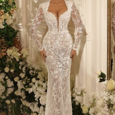 Luxury wedding dress, mermaid lace bridal dress bridal gown - Thumbnail 1