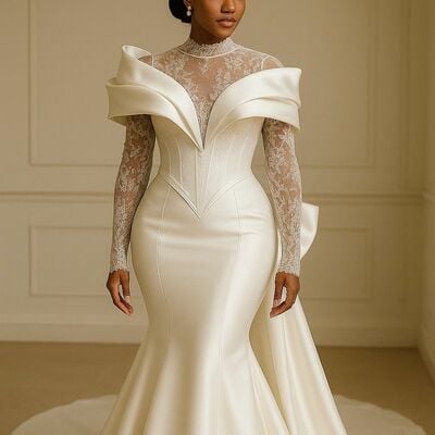 Luxury wedding dress, mermaid lace african girls bridal dress bridal gown