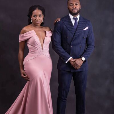 Pink mermaid off the shoulder african girls prom dresses evening gowns formal party gowns