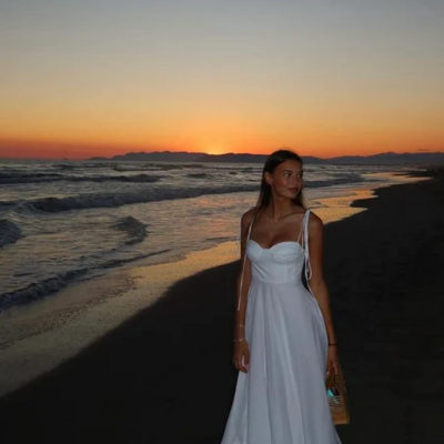 A line straps white prom dress for party 