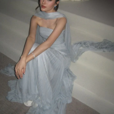 Elegant strapless a-line formal prom dresses