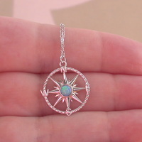GIFT BOX SET/Sterling Silver Blue Opal Compass Necklace/Opal Necklace/Blue Opal Necklace/Opal Jewellery/Opal Jewelry/Opal Earrings/October Birthstone - Thumbnail 3