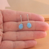 BOXED GIFT SET/Sterling Silver Blue Opal Pendant & Chain/Blue Opal Necklace/Opal Necklace/Opal Jewellery/Opal Jewelry/Opal Earrings/UK - Thumbnail 5