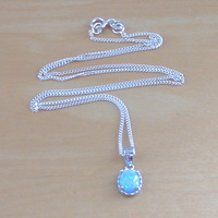 BOXED GIFT SET/Sterling Silver Blue Opal Pendant & Chain/Blue Opal Necklace/Opal Necklace/Opal Jewellery/Opal Jewelry/Opal Earrings/UK - Thumbnail 1