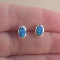 BOXED GIFT SET/Sterling Silver Blue Opal Oval Pendant & 18" Chain/Blue Opal Necklace/Blue Opal Jewellery/Blue Opal Jewelry/October Birthstone/UK - Thumbnail 5