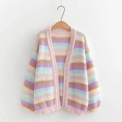 Rainbow-colored striped sweater