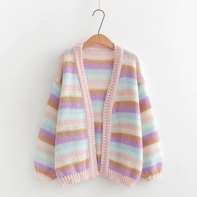 Rainbow-colored striped sweater