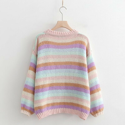 Rainbow-colored striped sweater