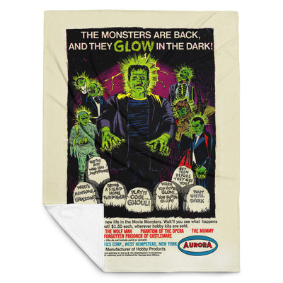 60x80 aurora glow monsters 1969 comic book ad throw blanket