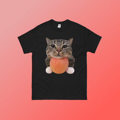 Cat Loves Peach T Shirt Black