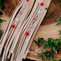 Beige Leather Earrings - Thumbnail 1