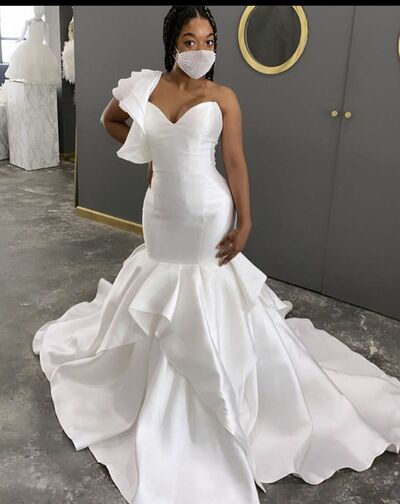 Elegant Wedding Dress, Mermaid Satin African Girls Bridal Dress Bridal Gown