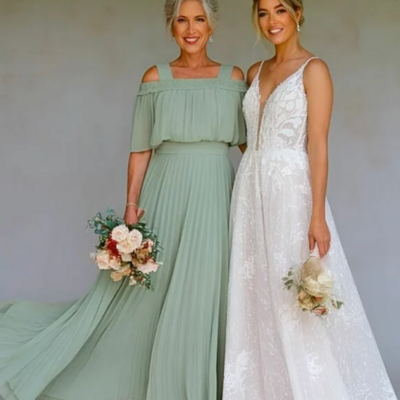 A line mint green mother of the bride dress formal dress