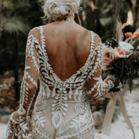 Vintage Chic Bohemian Lace Wedding Dresses - Thumbnail 2