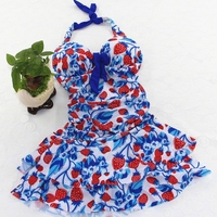 Cute Strawberry Print Halter Swimsuit,Women Strawberry Swim Dress,  Strawberry Halter One Piece Swimsuit,strawberry Bikini - Thumbnail 3