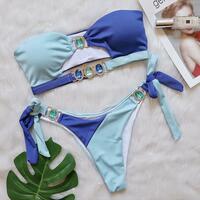 Women Swimwear Two-pieces Bikini set  With Diamond Rhinestone? - Thumbnail 3