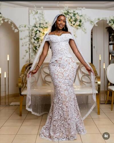 Elegant Wedding Dress, Mermaid Off the Shoulder Lace African Girls Bridal Dress Bridal Gown