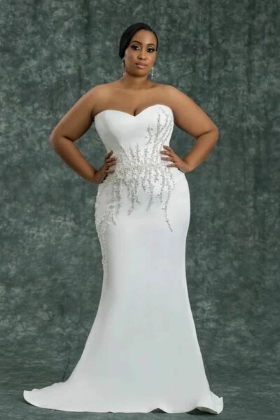 Elegant Wedding Dress, Plus Size Mermaid Lace African Girls Bridal Dress Bridal Gown