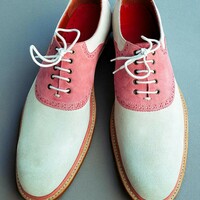Crafted Leather Classic Genuine Suede Leather Saddle Golf Lace up Dress Shoes - Thumbnail 1