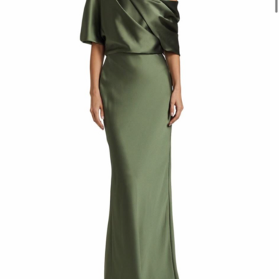 A line olive green stain prom dresses for party