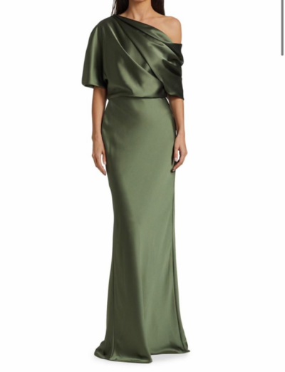 A Line Olive Green Stain Prom Dresses for Party