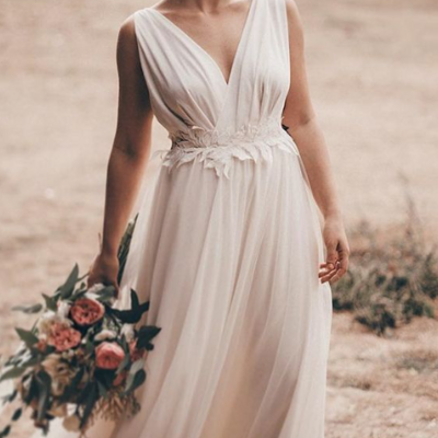 Simple satin and tulle wedding dresses, bridal gowns