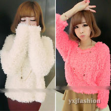 Long sleeve soft fur candy warm sweater jumper