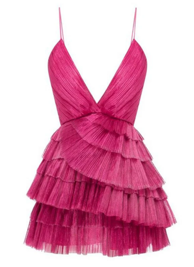 Spaghetti Straps Ruffled Short Homecoming Dress
