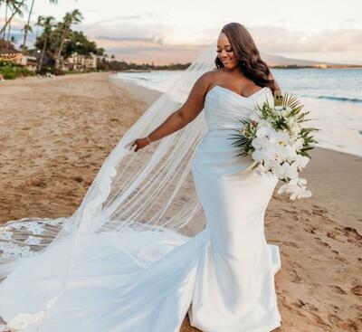 Elegant Wedding Dress, Mermaid Plus Size Sleeveless African Girls Bridal Dress Bridal Gown