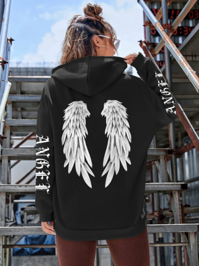 Oversized Sweatshirt Women's Angel Wings Hoodie