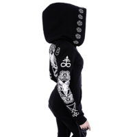EdgyGothic Black Hooded Punk Coat - Thumbnail 4