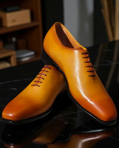 Crafted Leather Men Classic Tan Leather Dress Shoes