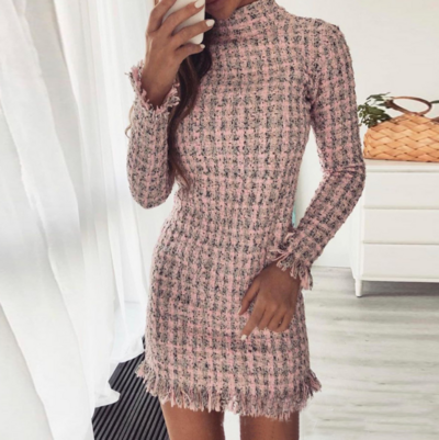 Casual Long Sleeve Pink Dress