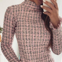Casual Long Sleeve Pink Dress - Thumbnail 1