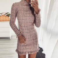 Casual Long Sleeve Pink Dress - Thumbnail 2