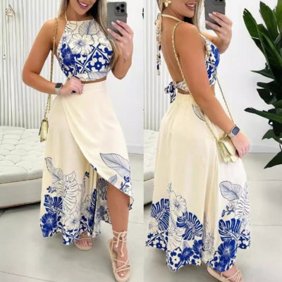 Casual long sleeved printed two piece set