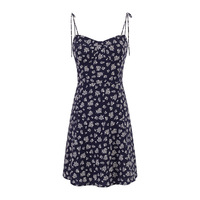 Temperament floral suspender skirt retro petite printed short skirt - Thumbnail 6