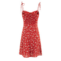 Temperament floral suspender skirt retro petite printed short skirt - Thumbnail 3