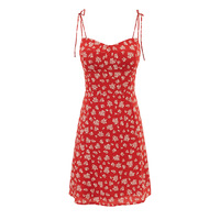 Temperament floral suspender skirt retro petite printed short skirt - Thumbnail 5