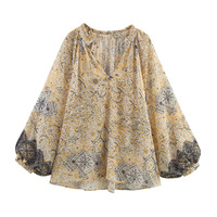 metallic thread print shirt - Thumbnail 4