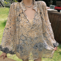 metallic thread print shirt - Thumbnail 1