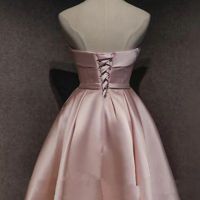 Cute Pink Satin Knee Length Short Prom Dress  - Thumbnail 1