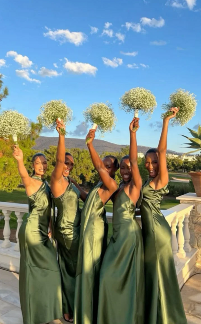 Elegant Sheath Halter Green Backless Long Bridesmaid Dresses Party Dresses 