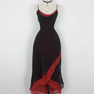 Spaghetti straps sheath chiffon tea length party dresses