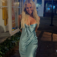 Spaghetti Straps Blue Satin Long Senior Prom Dress - Thumbnail 2