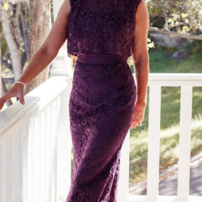 Sheath purple lace mother of bride dresses