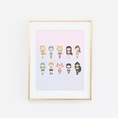 Bitty cutie senshi together print