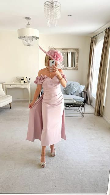 Elegant Sheath Pink Flowers Mother Of The Bride/ Groom Dresses Formal Evening Dress