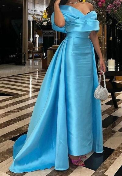 Elegant Blue Satin Mother Of The Bride/ Groom Dresses Formal Evening Dress